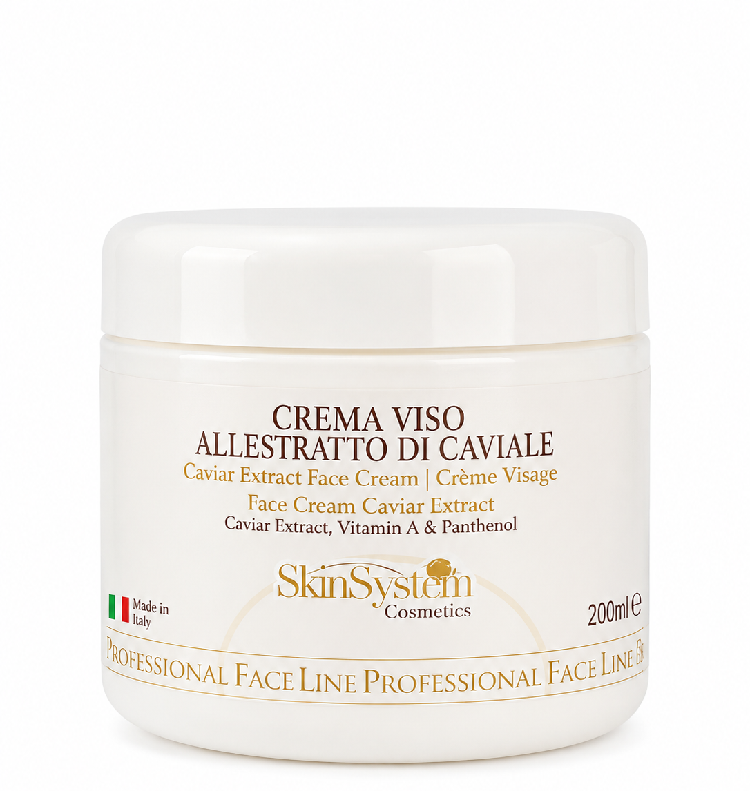 SkinSystem Crema Viso Caviar — Crema facial con extracto de caviar, Vitamina A y Pantenol.